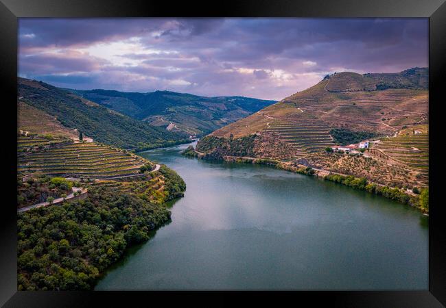Amazing Portugal from above - River Douro in the Douro valley Framed Print by Erik Lattwein