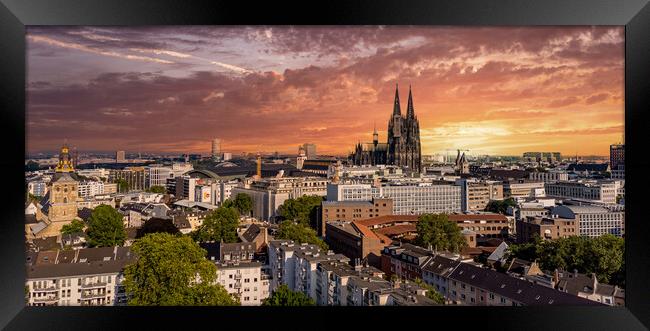 City of Cologne Germany from above with its famous cathedral - C Framed Print by Erik Lattwein