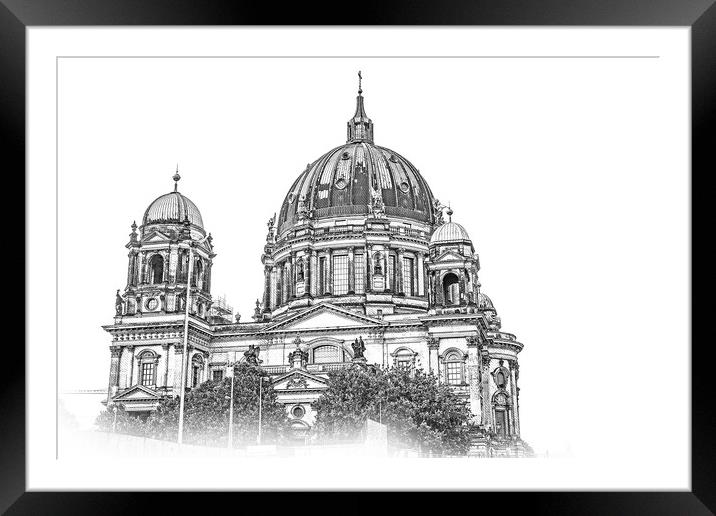 Berlin Cathedral church called Berliner Dom Framed Mounted Print by Erik Lattwein