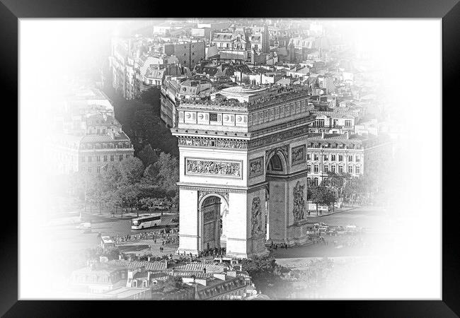 Famous Triumphs Arch called Arc de Triomphe in Paris - aerial vi Framed Print by Erik Lattwein