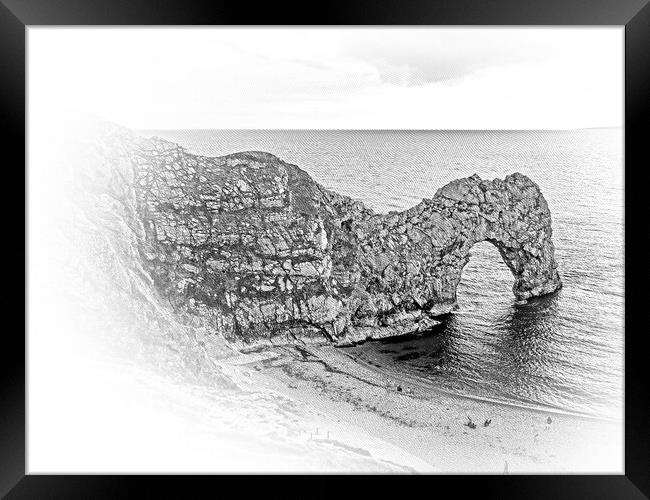 Famous Durdle Door in England - sunset view Framed Print by Erik Lattwein