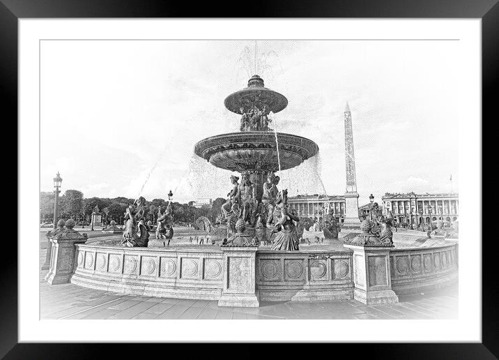 Beautiful fountain on Concorde Square in Paris Framed Mounted Print by Erik Lattwein