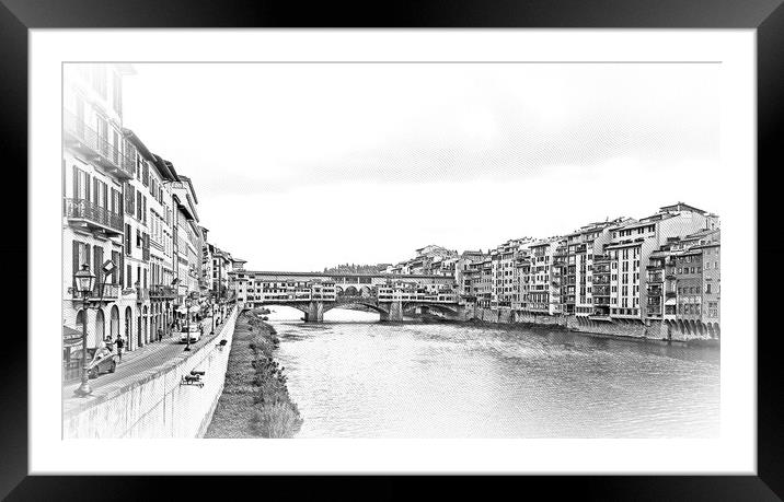River Arno in the city of Florence - FLORENCE  Framed Mounted Print by Erik Lattwein