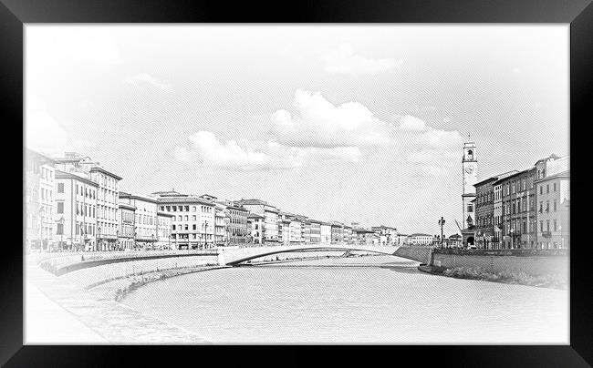 River Arno in the city of Pisa on a wonderful day Framed Print by Erik Lattwein