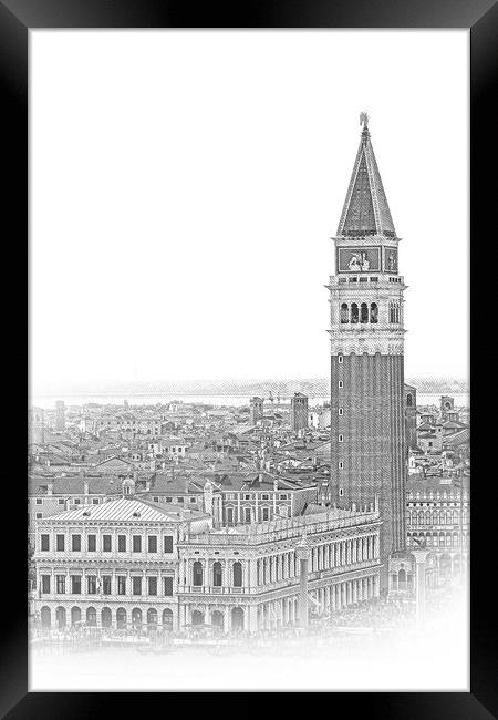 Campanile Tower at St Marks square in Venice - San Marco Framed Print by Erik Lattwein