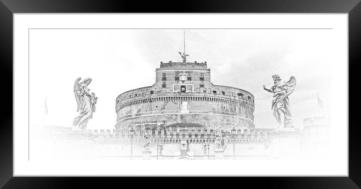 Very popular attraction in the City of Rome - The Castel Sant An Framed Mounted Print by Erik Lattwein