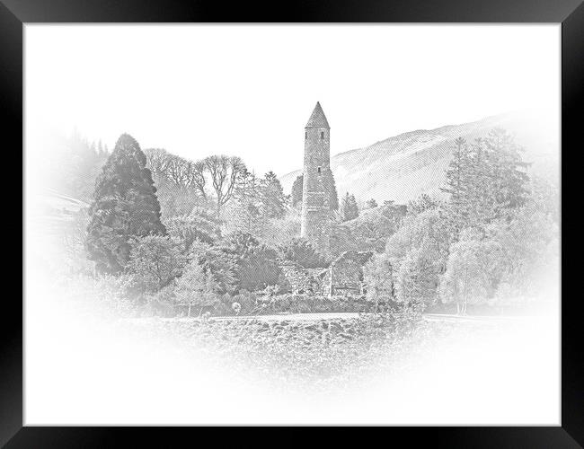 The famous ancient monasty of Glendalough in the Wicklow Mountai Framed Print by Erik Lattwein