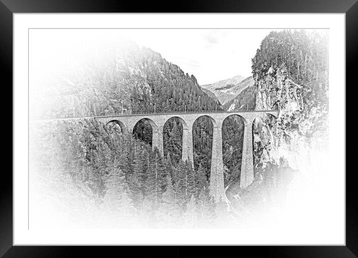 Famous viaduct near Filisur in the Swiss Alps called Landwasser  Framed Mounted Print by Erik Lattwein