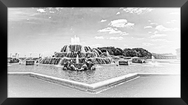 Famous Buckingham Fountain at Chicago Grant Park Framed Print by Erik Lattwein