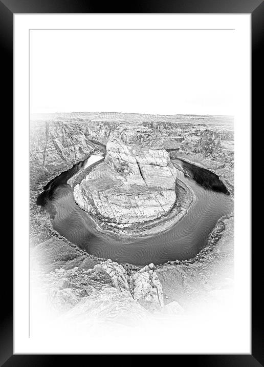 Wide angle view over Horseshoe Bend in Arizona Framed Mounted Print by Erik Lattwein