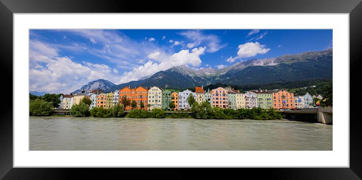 The famous colorful houses at River Inn in Innsbruck Framed Mounted Print by Erik Lattwein