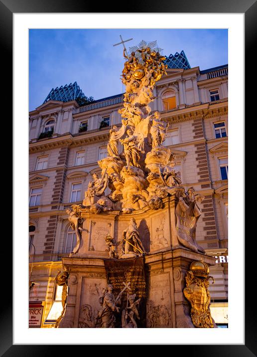 The Column of The Trinity in Vienna also called Plaque column in the city center - VIENNA, AUSTRIA, EUROPE - AUGUST 1, 2021 Framed Mounted Print by Erik Lattwein