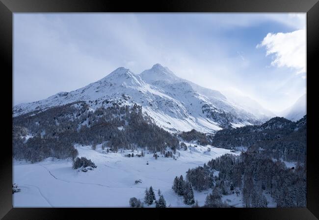 Wonderful winter landscape in the mountains - Swiss alps Framed Print by Erik Lattwein