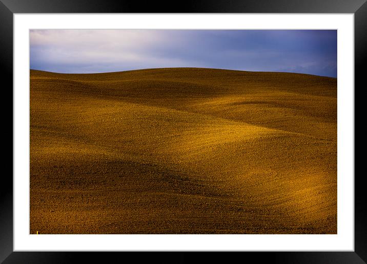Typical rural fields and landscape in Tuscany Italy Framed Mounted Print by Erik Lattwein
