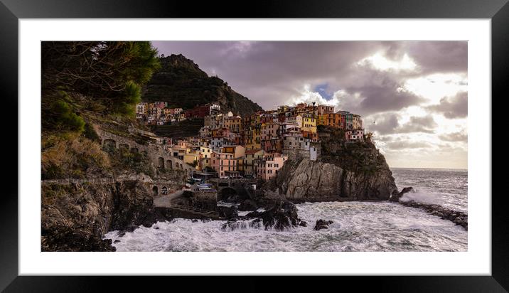 The colorful houses of Manarola in Cinque Terre  Framed Mounted Print by Erik Lattwein