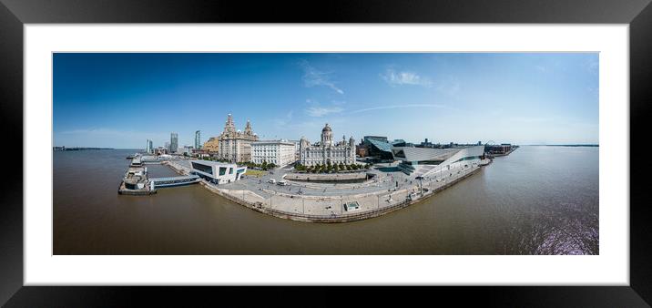 Paniramic view over the city of Liverpool and Mersey River Framed Mounted Print by Erik Lattwein