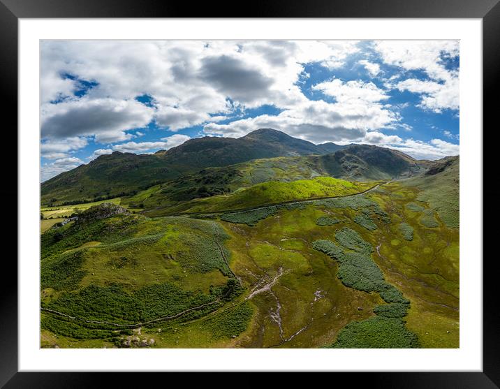 Aerial view over the beautiful Lake District National Park Framed Mounted Print by Erik Lattwein