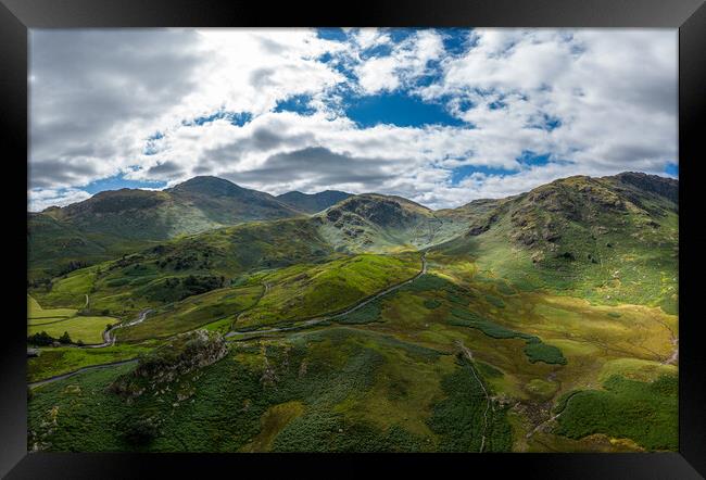 The amazing landcape of the Lake District National Park - aerial view from above Framed Print by Erik Lattwein