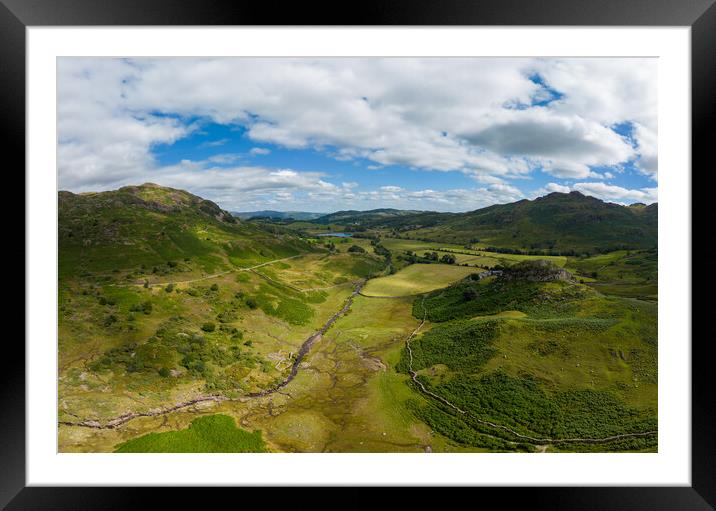 The amazing landcape of the Lake District National Park - aerial view from above Framed Mounted Print by Erik Lattwein