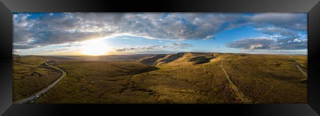 Wonderful panoramic view over the landscape of Peak District at Snake Pass Framed Print by Erik Lattwein