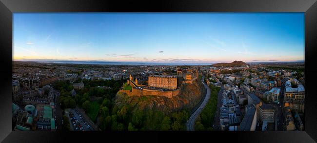 Edinburgh Castle in the evening - aerial view Framed Print by Erik Lattwein