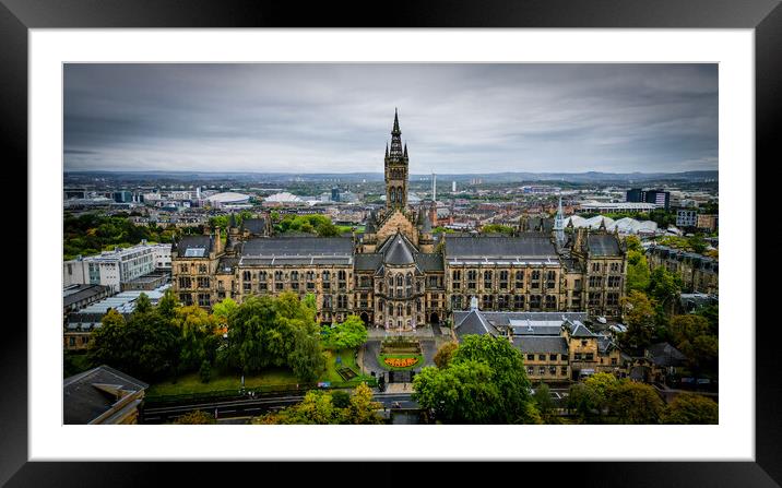Glasgow University from above - aerial view Framed Mounted Print by Erik Lattwein