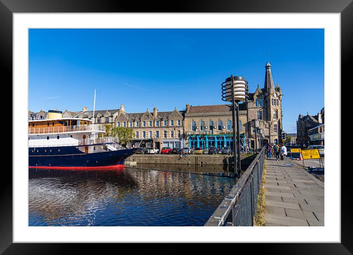Boat on River Leith in Edinburgh Framed Mounted Print by Erik Lattwein