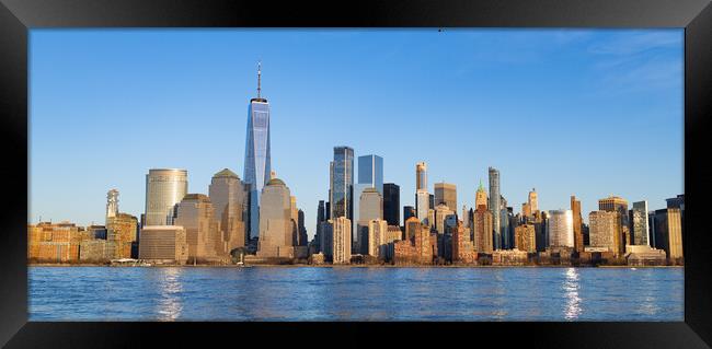 Panoramic skyline of Manhattan on a sunny day - travel photography Framed Print by Erik Lattwein