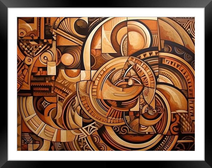 Abstract Pattern of Geometric forms in warm colors Framed Mounted Print by Erik Lattwein