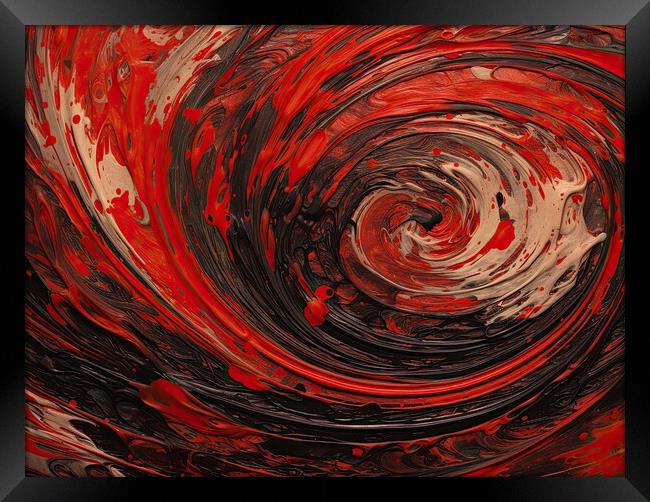 Abstract spiral in red and black Framed Print by Erik Lattwein