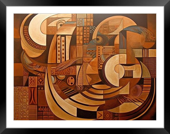 Abstract Pattern of Geometric forms in warm colors Framed Mounted Print by Erik Lattwein