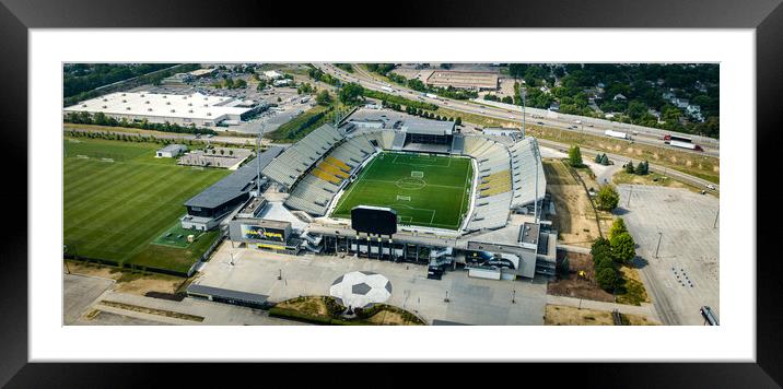 Mapfre Stadium in Columbus - aerial view - COLUMBUS, USA - JUNE 09, 2023 Framed Mounted Print by Erik Lattwein