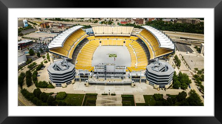 Acrisure Stadium in Pittsburgh - aerial view - PITTSBURGH, USA - JUNE 09, 2023 Framed Mounted Print by Erik Lattwein