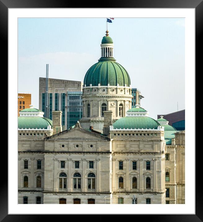 Indiana State Capitol in Indianapolis - aerial view - INDIANAPOLIS, USA - JUNE 08, 2023 Framed Mounted Print by Erik Lattwein