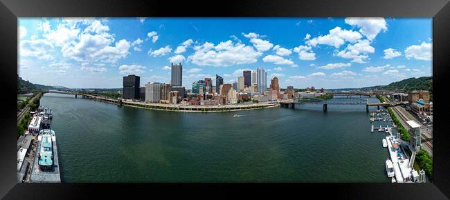 City of Pittsburgh - panoramic aerial view - PITTSBURGH, USA - JUNE 09, 2023 Framed Print by Erik Lattwein