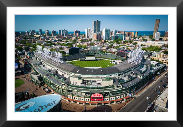 Wrigley Field Baseball stadium Chicago - home of the Chicago Cubs - CHICAGO, USA - JUNE 06, 2023 Framed Mounted Print by Erik Lattwein
