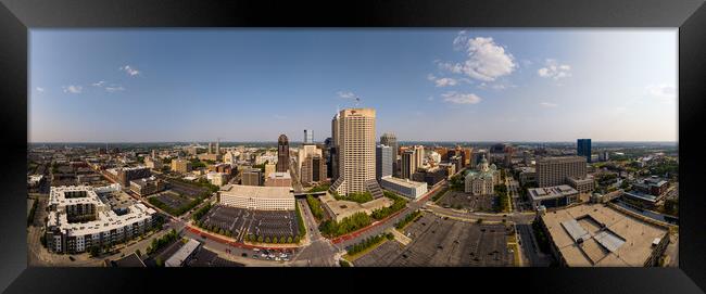 City of Indianapolis panoramic aerial view - INDIANAPOLIS, USA - JUNE 08, 2023 Framed Print by Erik Lattwein