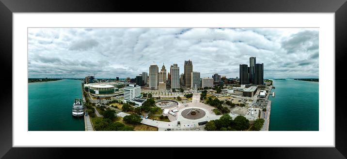 City of Detroit - panoramic aerial view - DETROIT, USA - JUNE 13, 2023 Framed Mounted Print by Erik Lattwein