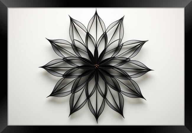 Delicate BW Symmetry Minimalist symmetrical designs - abstract b Framed Print by Erik Lattwein