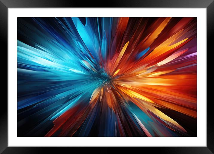 Dynamic Energy Burst Abstract composition - abstract background  Framed Mounted Print by Erik Lattwein