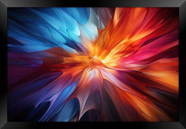 Dynamic Energy Burst Abstract composition - abstract background  Framed Print by Erik Lattwein