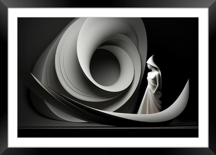 Sculptural Minimalism Minimalist abstract shapes - abstract back Framed Mounted Print by Erik Lattwein