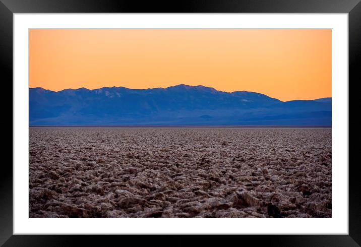 Devils Golf Couse at Death Valley at sunset Framed Mounted Print by Erik Lattwein