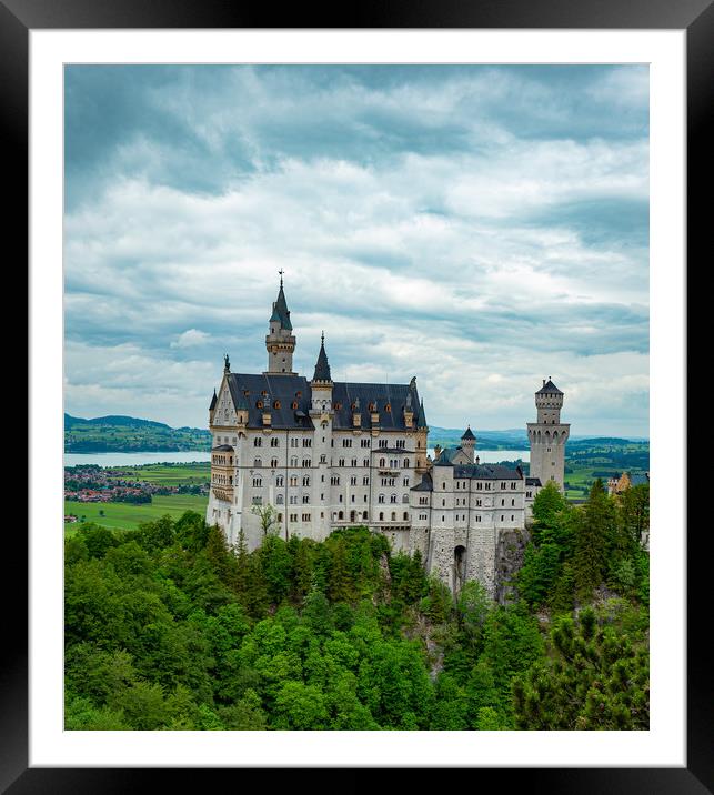 Famous Neuschwanstein Castle in Bavaria Germany Framed Mounted Print by Erik Lattwein