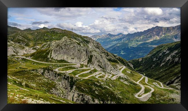 Famous Gotthard Pass in Switzerland - aerial view Framed Print by Erik Lattwein