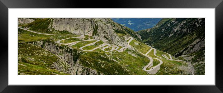 Gotthard Pass Street in Switzerland Framed Mounted Print by Erik Lattwein