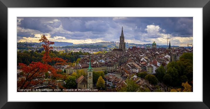 Panoramic view over the city of Bern - the capital city of Switzerland Framed Mounted Print by Erik Lattwein