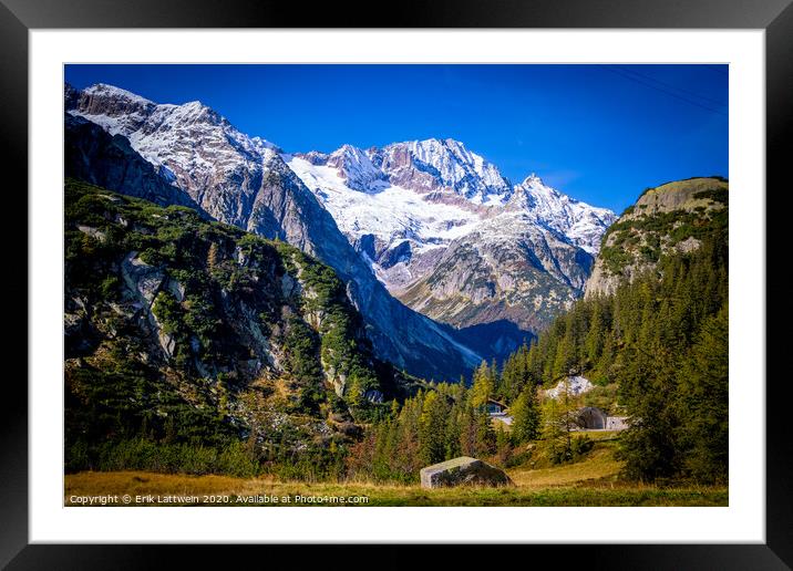 The Swiss Alps - amazing view over the mountains of Switzerland Framed Mounted Print by Erik Lattwein