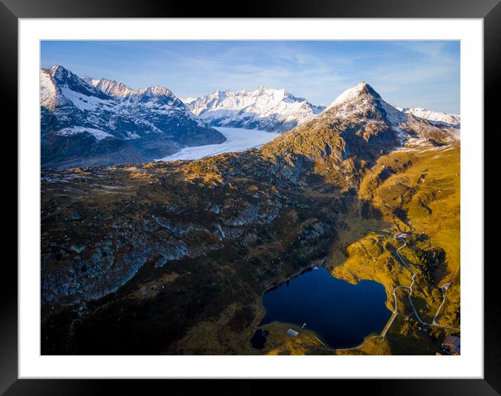 Famous Aletsch Glacier in the Swiss Alps - the greatest glacier in Europe Framed Mounted Print by Erik Lattwein
