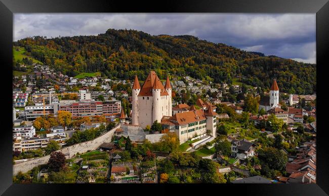 Thun Castle in Switzerland from above Framed Print by Erik Lattwein
